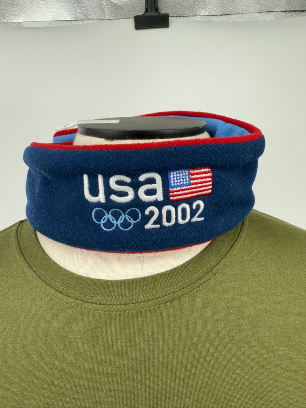 Roots Navy Fleece Neck Warmer with Red Trim